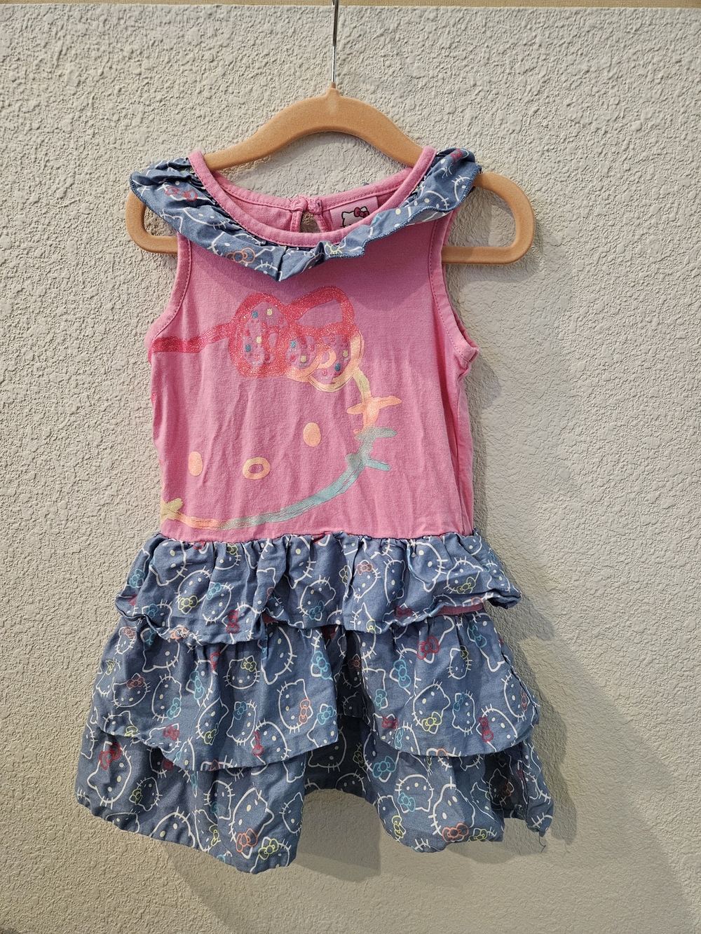 Hello Kitty Pink Tank Top Dress with Blue Ruffle Skirt